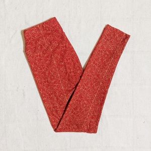 LulaRoe Leggings in Red Orange Medallion Print